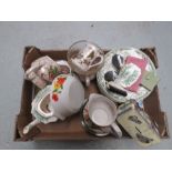 A box of Victorian plates , phoenix ware , jugs, glasses etc