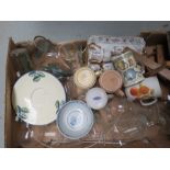 A quantity of items to include Silver plate mats - Miniature tea set - Glass ware - mugs etc