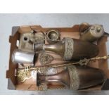 A box of brass ware - vases - epns - door knockers etc