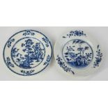 Two small late 18th / early 19th century blue and white Chinese plates, one depicting a garden,