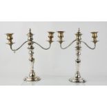 A pair of silver plated 19th century candelabra, 36cm high.