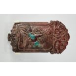 A Chinese natural jade hand carved plaque depicting a horse. 10cm x 5cm