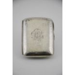 A silver cigarette case, with gilded interior, engraved REB monogram to the front, Birmingham1895,