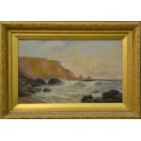 GH Jenkins (19th century): coastal landscape, signed lower left, 40 by 63cm.