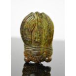 A Chinese natural jade hand carved cicada statue. 6.5cm by 4cm