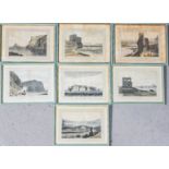 A set of seven 19th century had tinted prints depicting Scottish Isles to include 'Clam Shell
