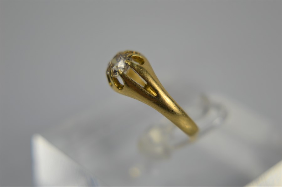 A Victorian 18ct gold and diamond solitaire ring, dated 1888, the old cut diamond approximately 0. - Image 2 of 2