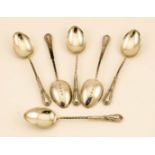 A set of six silver coffee spoons, with twist handles, Birmingham 1899, 1.19toz.