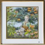 Jean De Gale (20th century): Toys in the Lily Garden, pastel on paper, signed lower left, 42 by