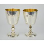Two silver presentation goblets with gilded interiors, Birmingham 1972, engraved with shield form