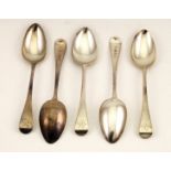 A set of five Georgian silver spoons, London 1811, engraved with initials G C, 3.02tox.
