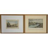 A pair of 19th century prints; one depicting Newcastle, the other Morpeth Market Place, 13 by 17cm.