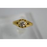 A Victorian 18ct gold and diamond solitaire ring, dated 1888, the old cut diamond approximately 0.