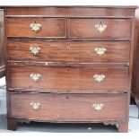 A Victorian bow front chest of drawers, with two over three long graduated drawers, 106 by 44 by