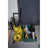 A quantity of hand tools and a Karcher pressure washer