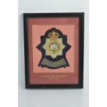 Framed Devonshire regiment bullion badge