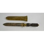 An antique divers knife by Siebe Gorman & Co, 35cm long with sheath.