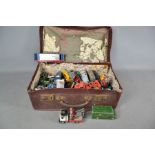 A suitcase of model vehicles to include Corgi, Matchbox and Triang examples.