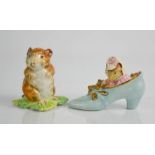 Beswick Beatrix Potter ;The Old Woman that Lived In a Shoe' 1983 and 'Timmy Willie; 1949, 7cm high.