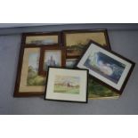 A group of pictures to include a 19th century print, Indian watercolour and other items.