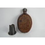 A WW2 D.R.G.M 1943 German water canteen / flask with cup