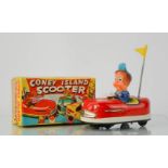 A Coney Island tin toy scooter, in the original box.