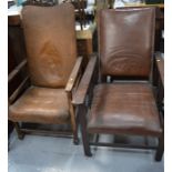 Two 1930s armchairs, one Maud style example with ratcheted reclining back,