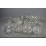 A quantity of vintage crystal glass bowls, jugs,dishes etc