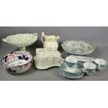 A group of Victorian ceramics, to include comport, cheese dish, fruit bowl, jug and other items.