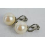 A pair of pearl style clip on earrings. [All proceeds of sale from this lot will be donated to NHS