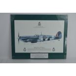 A framed Spitfire print signed by crew members and pilots of the Battle of the Britain memorial