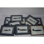 13 Framed prints of WWII aircraft