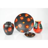 A group of Poole pottery; Galaxy ginger vase, 16cm high, dish 15cm diameter and trinket tray 13cm
