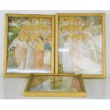 Three Italian gouache on paper depictions of Florentine paintings: La Vergine Che Adora Il Figlio by
