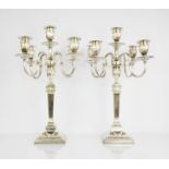 A pair of fine Victorian silver candelabra, by James Kebberling Bembridge, Sheffield 1890, with five
