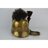 A 19th century French brass fire service helmet - Sapeurs Pompiers Follainville