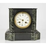 A 19th century slate mantle clock with Roman numeral dial. 19cms