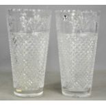 A pair of large Stuart Crystal vases, bearing labels, 31cm high.