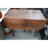 A 19th century concertina action extending drop leaf dining table, with turned legs. No extra leaf ,