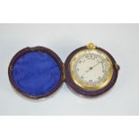 A Victorian Gilt brass pocket watch barometer / altimeter in original case