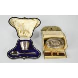 A silver Christening set; egg cup and spoon in a presentation case, Sheffield 1921, together with