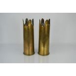 A pair of WWI brass trench art shells