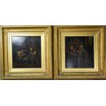 A pair of late 18th / early 19th century Dutch oil on panel paintings, tavern scenes. 26cms x 28cms