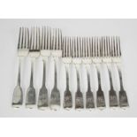 A group of ten silver forks, 17.21toz.