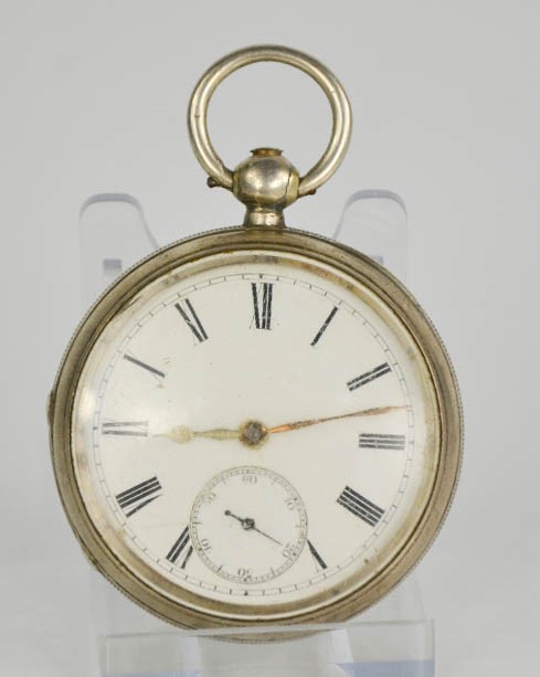 A 19th century silver pocket watch, with Roman numeral dial and subsidiary seconds.