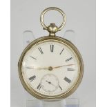 A 19th century silver pocket watch, with Roman numeral dial and subsidiary seconds.