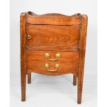 A George III mahogany night cupboard, with brass fittings and single drawer. 74cms tall x 51cms wide