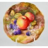 A Royal Worcester dish, hand painted with apples and blackberries, signed Price. 3cms tall, 12cms
