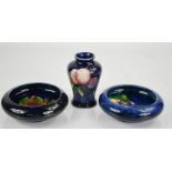 Three examples of Moorcroft, all bearing impressed factory mark with facsimile signature and