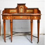 A 19th century ladies marquetry Carlton House style desk, inlaid with ivory and other specimen